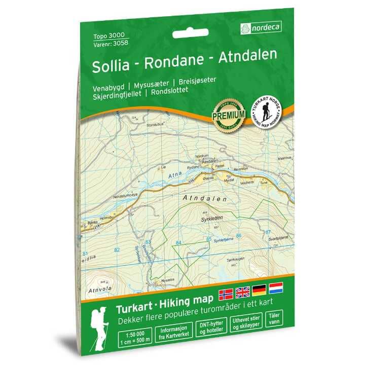 Carte de randonnée n° 3058 - Sollia, Rondane, Atndalen (Norvège) | Nordeca - série 3000 carte de randonnée Nordeca