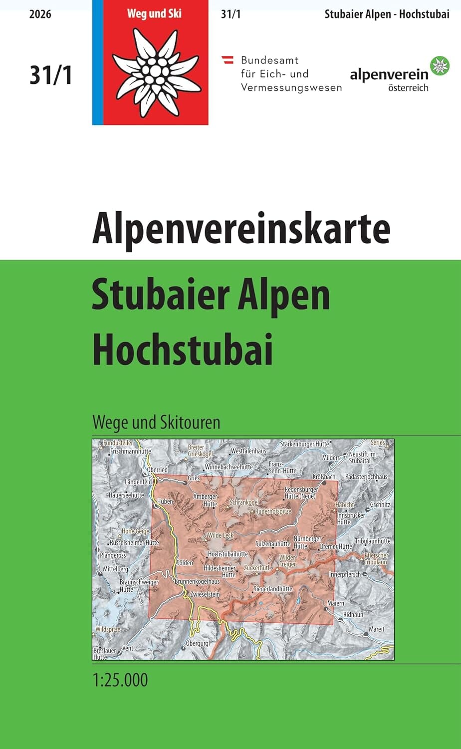 Carte de randonnée n° 31/1 - Stubaier Alpen Hochstubai (Alpes autrichiennes) | Alpenverein carte de randonnée Alpenverein 