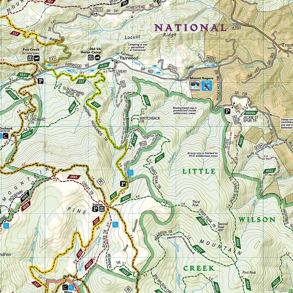 Carte de randonnée n° 318 - Mount Rogers High Country (Californie) | National Geographic carte de randonnée National Geographic 