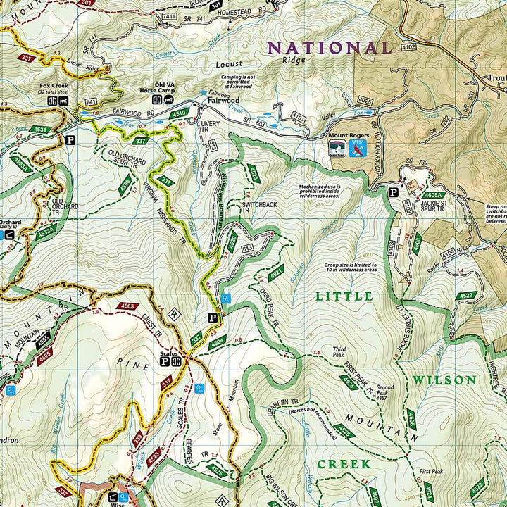 Carte de randonnée n° 318 - Mount Rogers High Country (Californie) | National Geographic carte de randonnée National Geographic 