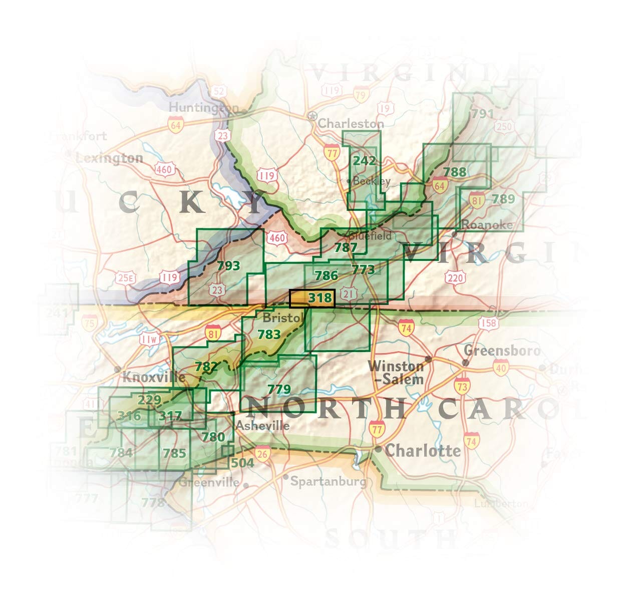 Carte de randonnée n° 318 - Mount Rogers High Country (Californie) | National Geographic carte de randonnée National Geographic 