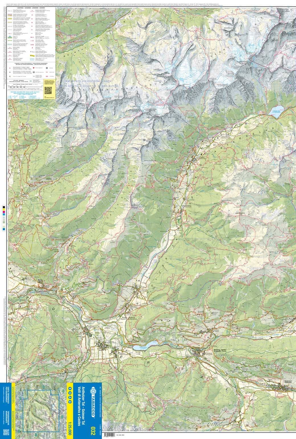 Carte de randonnée n° 32 - Anterselva et Casies (Italie) | Tabacco carte de randonnée Tabacco