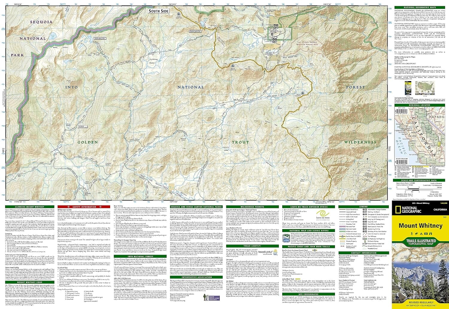 Carte de randonnée n° 322 - Mont Whitney (Californie) | National Geographic carte de randonnée National Geographic 