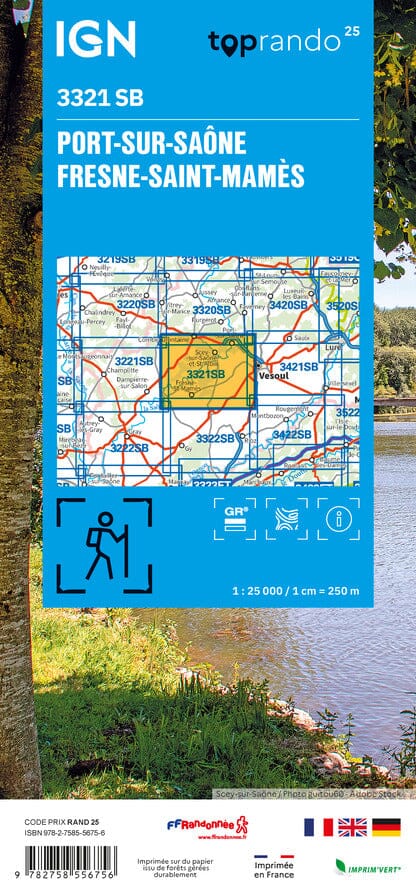 Carte de randonnée n° 3321 - Port-sur-Saône, Fresne-St-Mamès | IGN - Série Bleue carte de randonnée IGN 