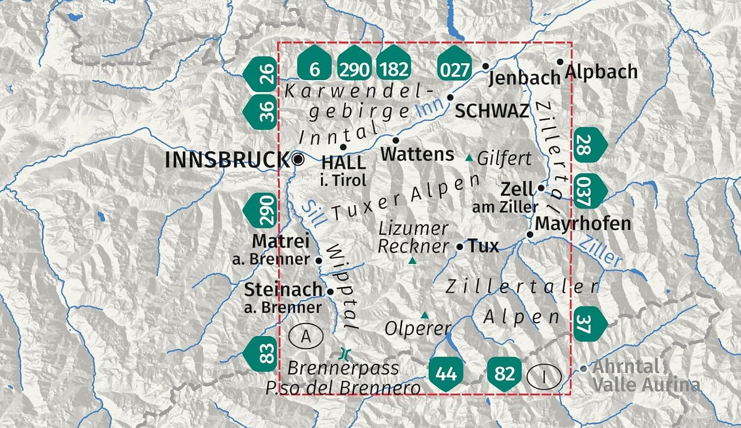 Carte de randonnée n° 34 - Tuxer Alpen | Kompass carte de randonnée Kompass 