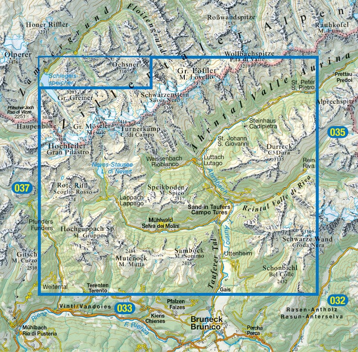 Carte de randonnée n° 36 - Campo Tures (Italie) | Tabacco carte de randonnée Tabacco 