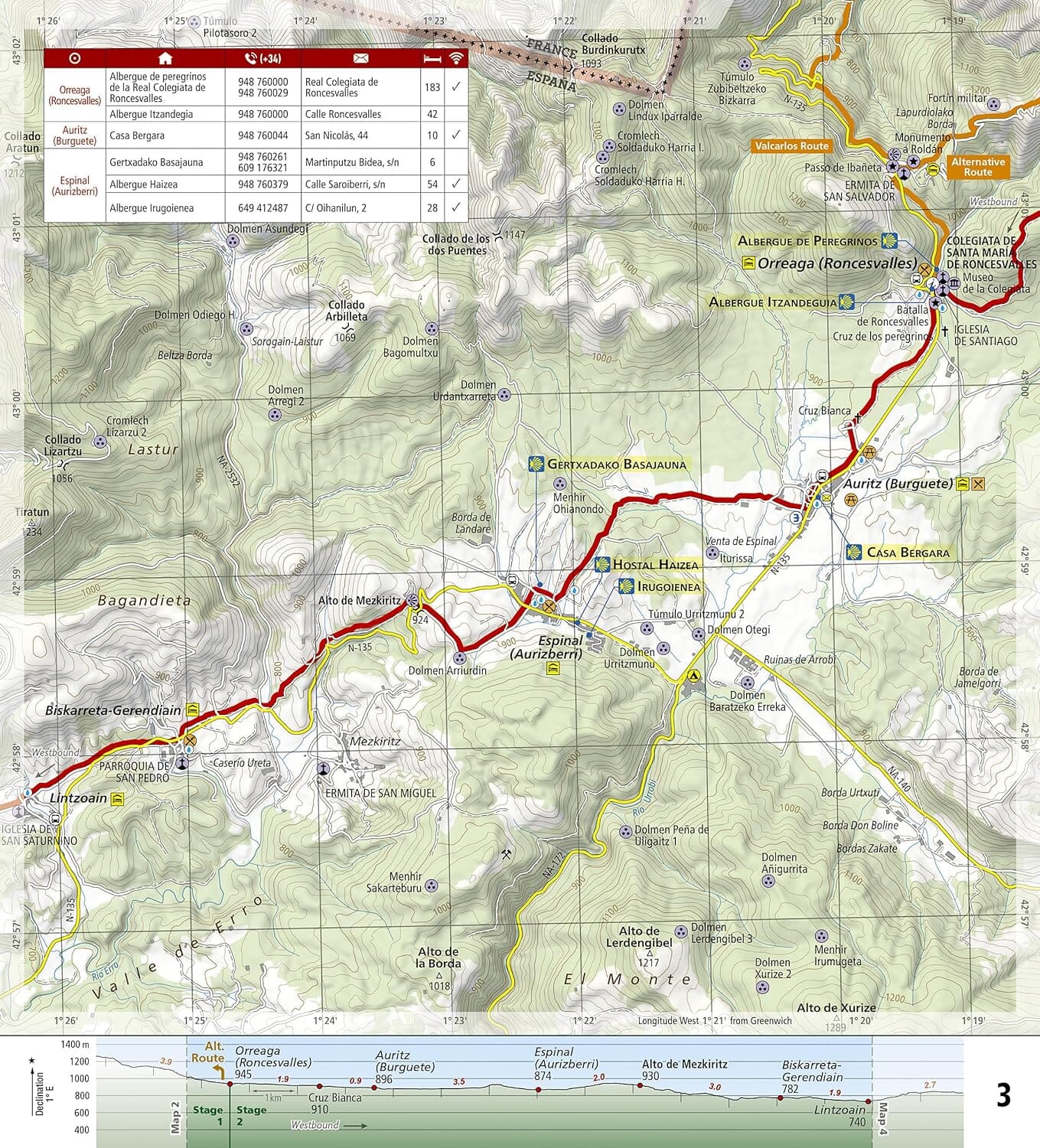 Carte de randonnée n° 4002 - Camino de Santiago 1 : Saint-Jean-Pied-de-Port à Santo Domingo de la Calzad | National Geographic carte de randonnée National Geographic
