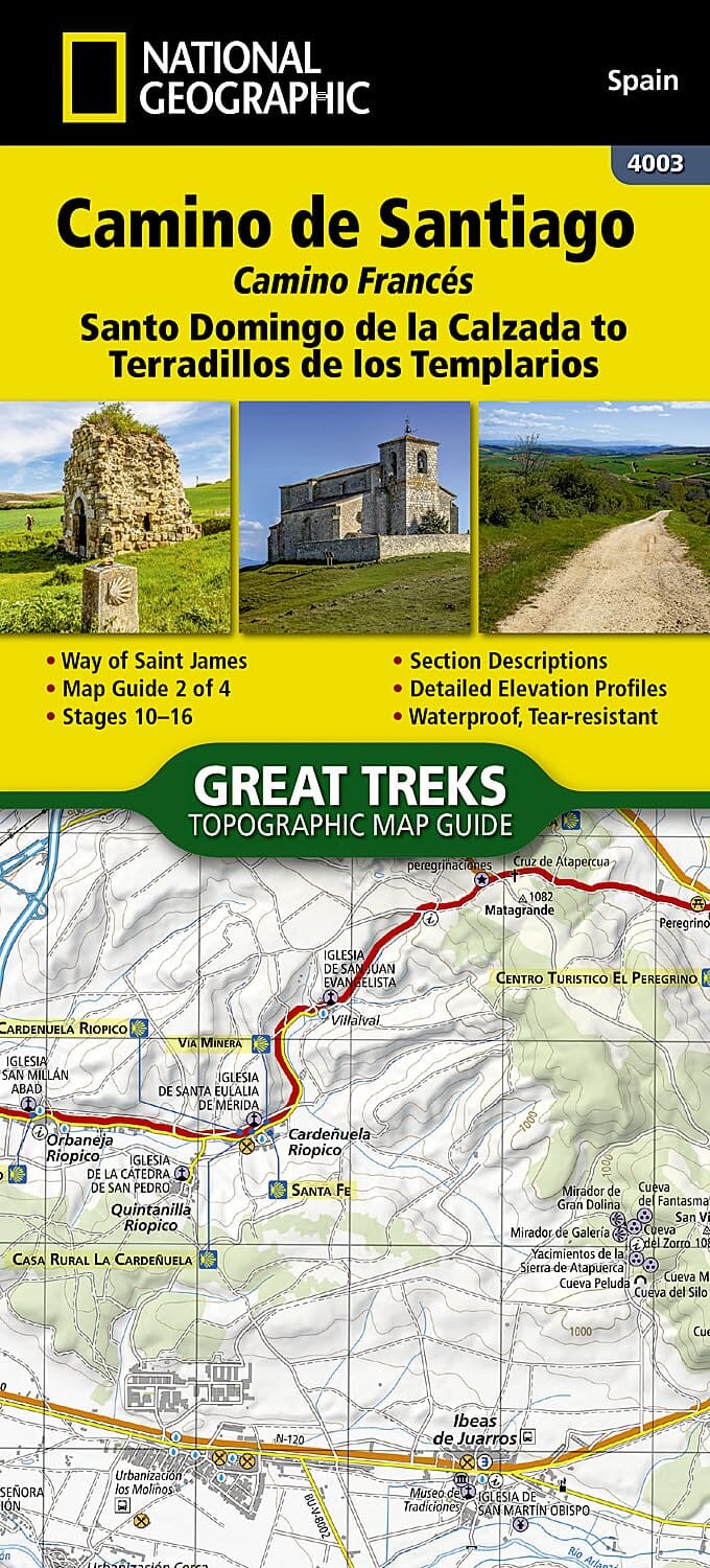 Carte de randonnée n° 4003 - Camino de Santiago 2 : Santo Domingo de la Calzada à Terradillos de los Templarios | National Geographic carte de randonnée National Geographic