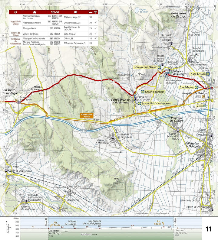 Carte de randonnée n° 4004 - Camino de Santiago 3 : Terradillos de los Templarios to Ponferrada | National Geographic carte pliée National Geographic 