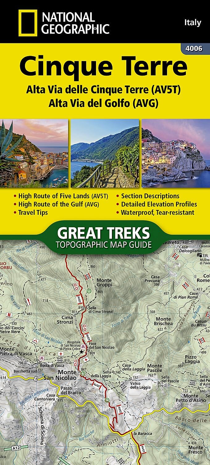 Carte de randonnée n° 4006 - Cinque Terre (Italie) | National Geographic carte de randonnée National Geographic