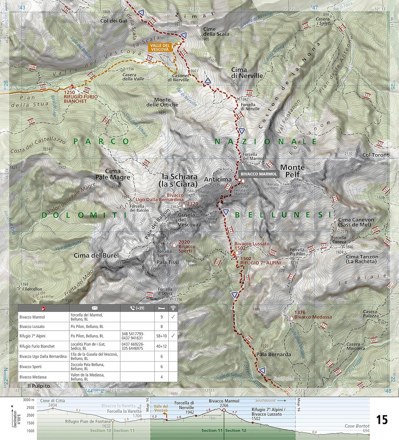 Carte de randonnée n° 4007 - Dolomite High Route - Alta Via 1 (Dolomites) | National Geographic carte de randonnée National Geographic