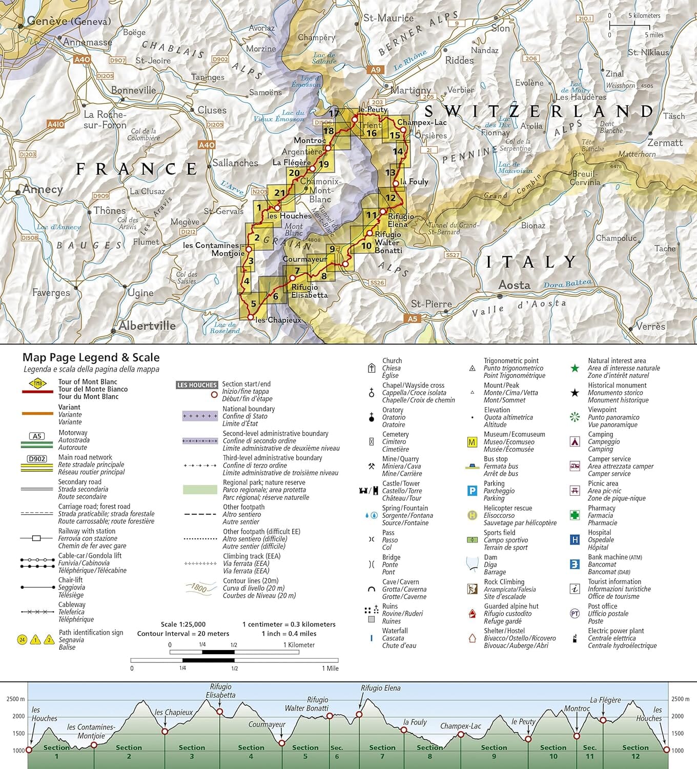 Carte de randonnée n° 4010 - Tour de Mont Blanc (TMB) | National Geographic carte de randonnée National Geographic