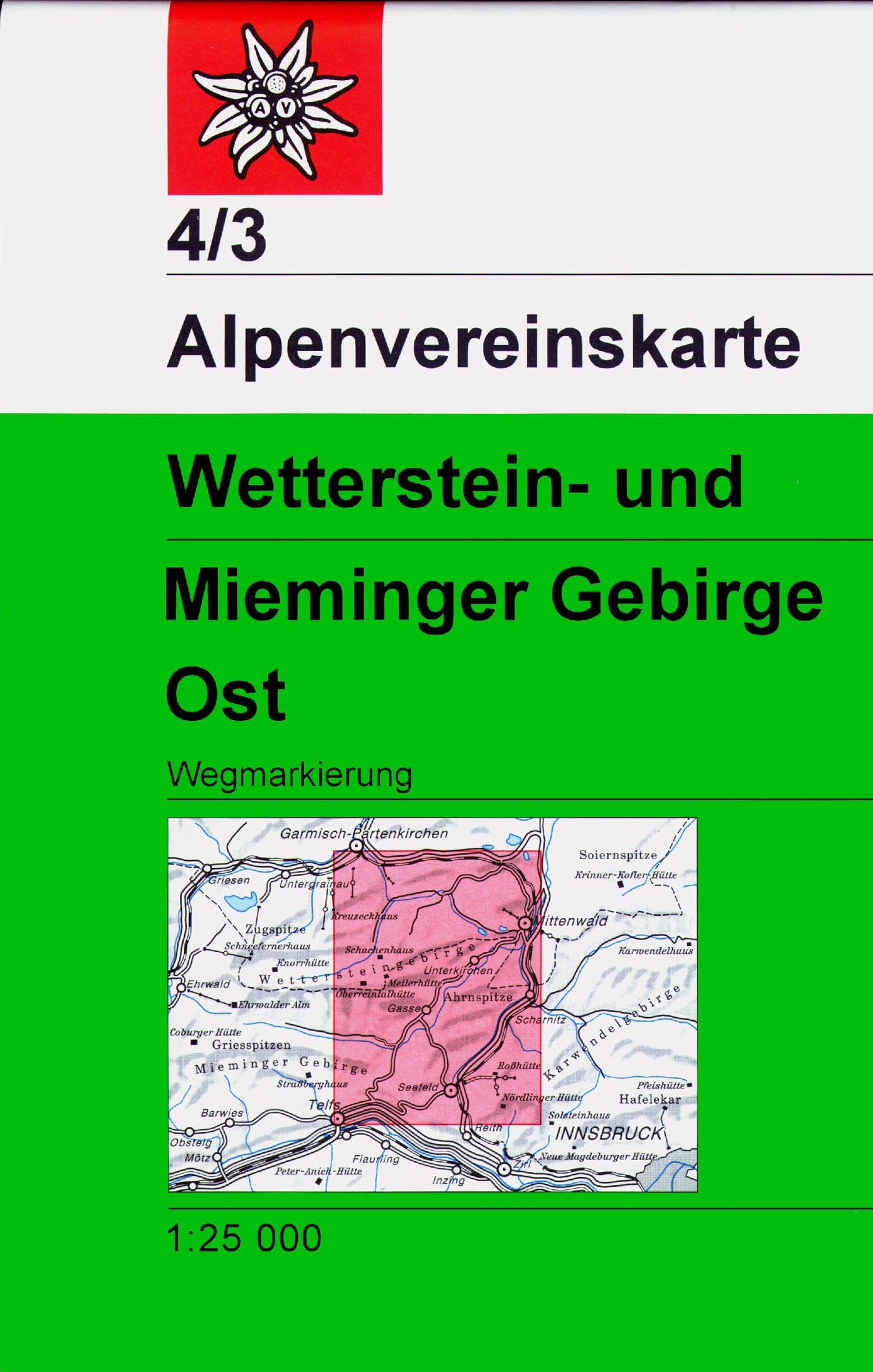 Carte de randonnée n° 4/3 - Massifs de Wetterstein et de Mieminger Est | Alpenverein carte de randonnée Alpenverein