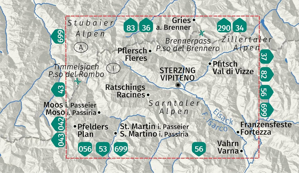 Carte de randonnée n° 44 - Sterzing / Vipiteno (Tyrol du Sud) | Kompass carte pliée Kompass 