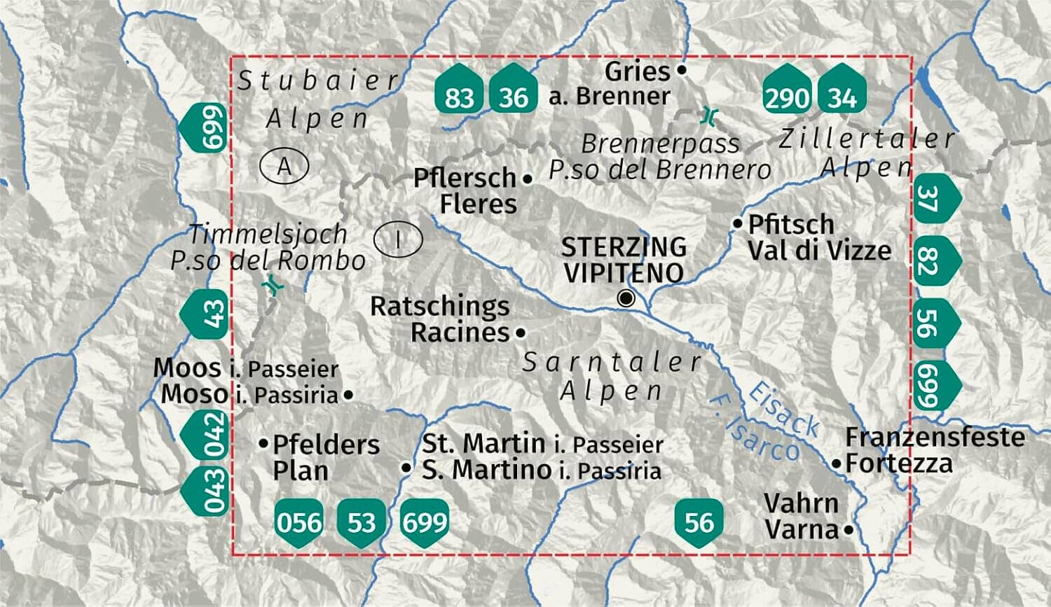 Carte de randonnée n° 44 - Sterzing / Vipiteno (Tyrol du Sud) | Kompass carte de randonnée Kompass
