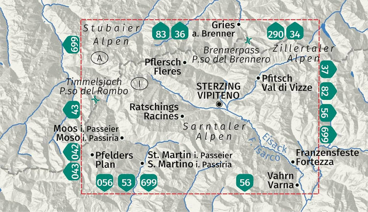 Carte de randonnée n° 44 - Sterzing / Vipiteno (Tyrol du Sud) | Kompass carte pliée Kompass 