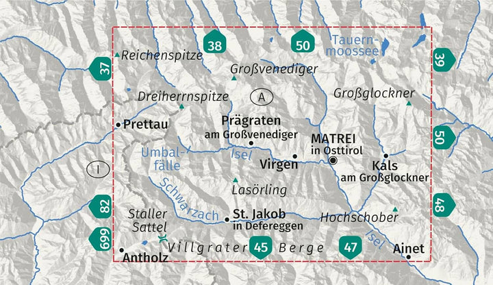 Carte de randonnée n° 46 - Matrei in Osttirol, Kals am Großglockner (Tyrol, Autriche) | Kompass carte pliée Kompass 