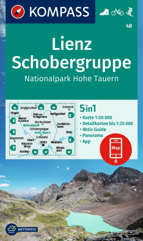 Carte de randonnée n° 48 - Lienz, Schobergruppe, Hohe Tauern National Park (Tyrol, Autriche) | Kompass carte de randonnée Kompass