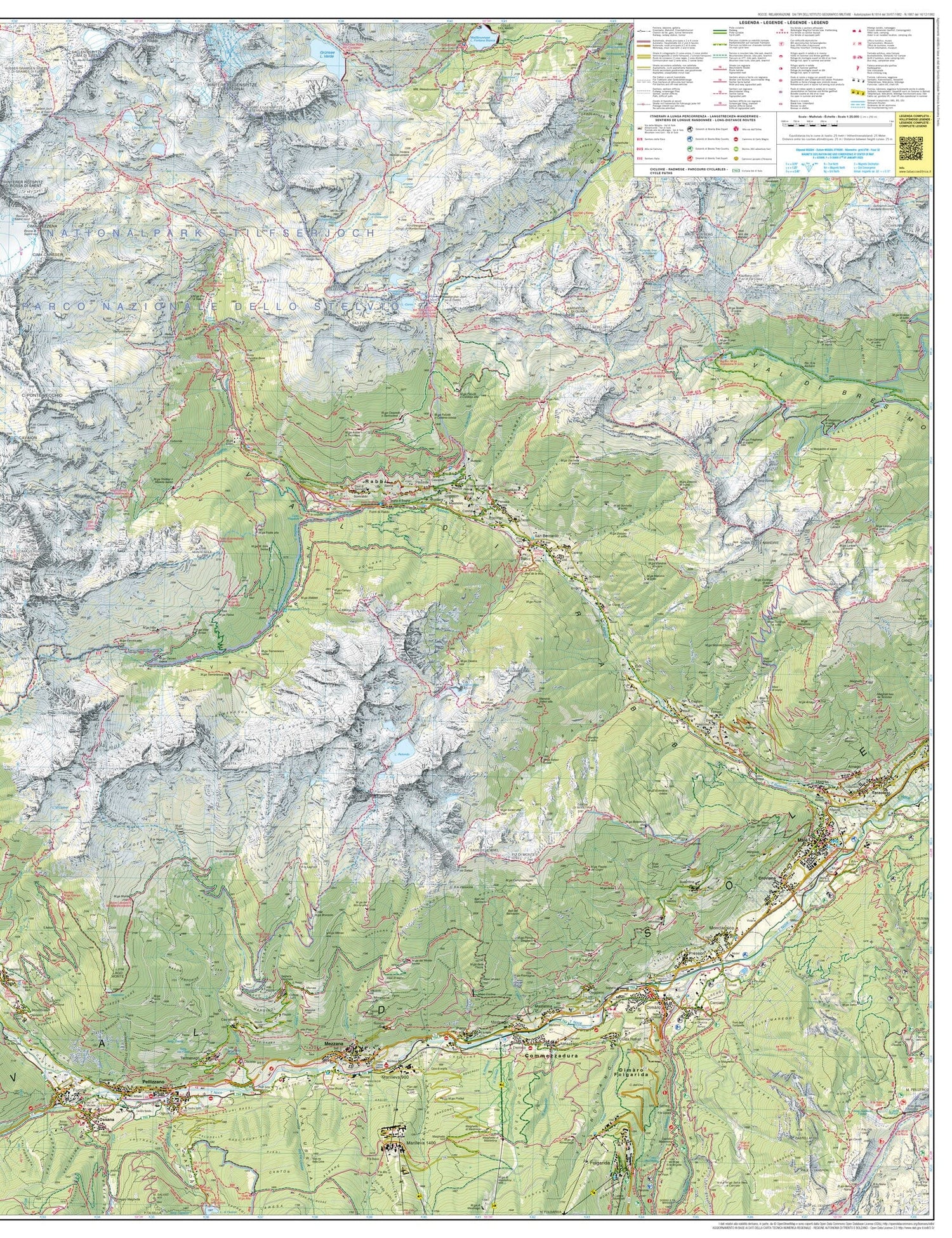 Carte de randonnée n° 48 - Vallées de Peio, Rabbi & Sole (Italie) | Tabacco carte de randonnée Tabacco