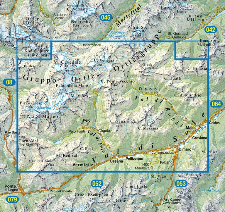 Carte de randonnée n° 48 - Vallées de Peio, Rabbi & Sole (Italie) | Tabacco carte de randonnée Tabacco