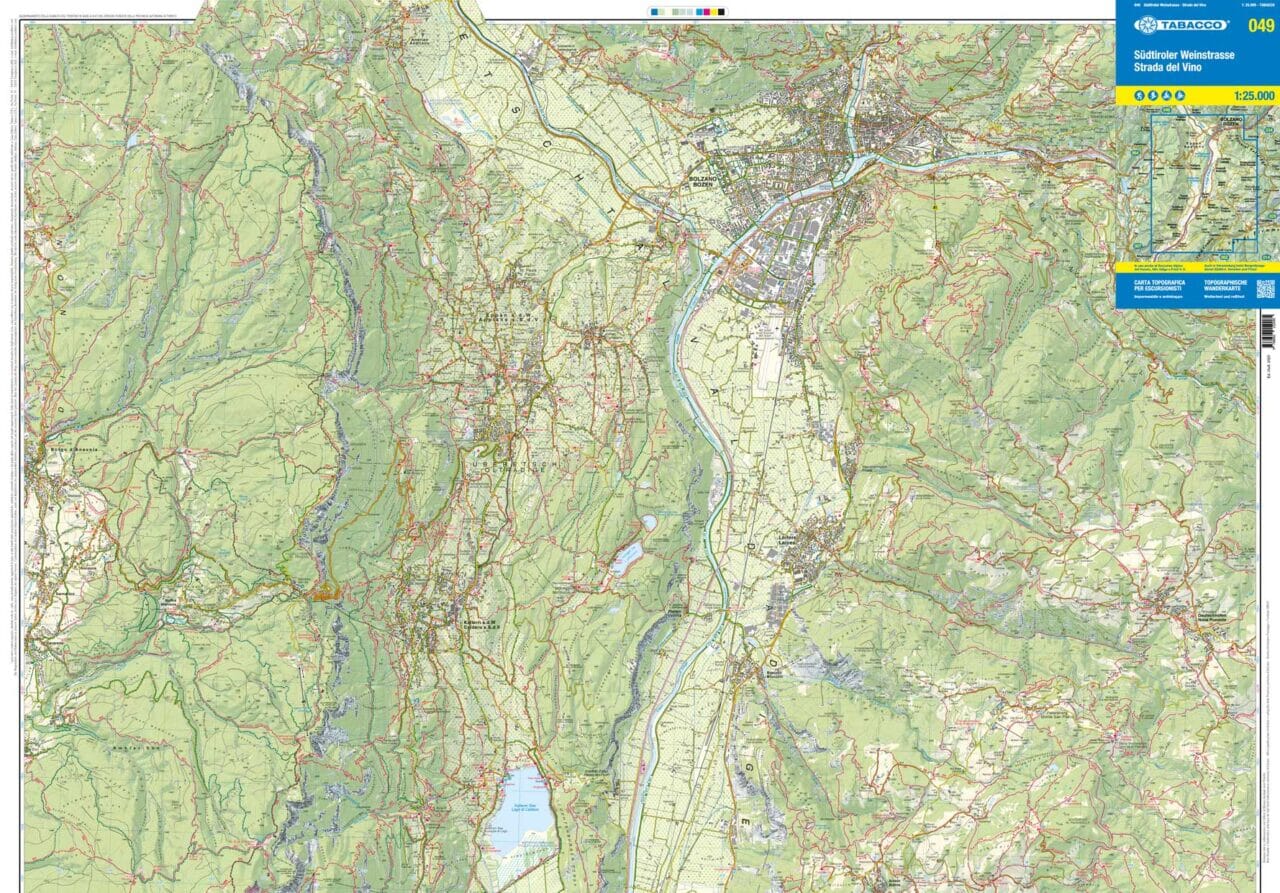 Carte de randonnée n° 49 - Route des vins du Tyrol du Sud (Italie) | Tabacco carte de randonnée Tabacco 