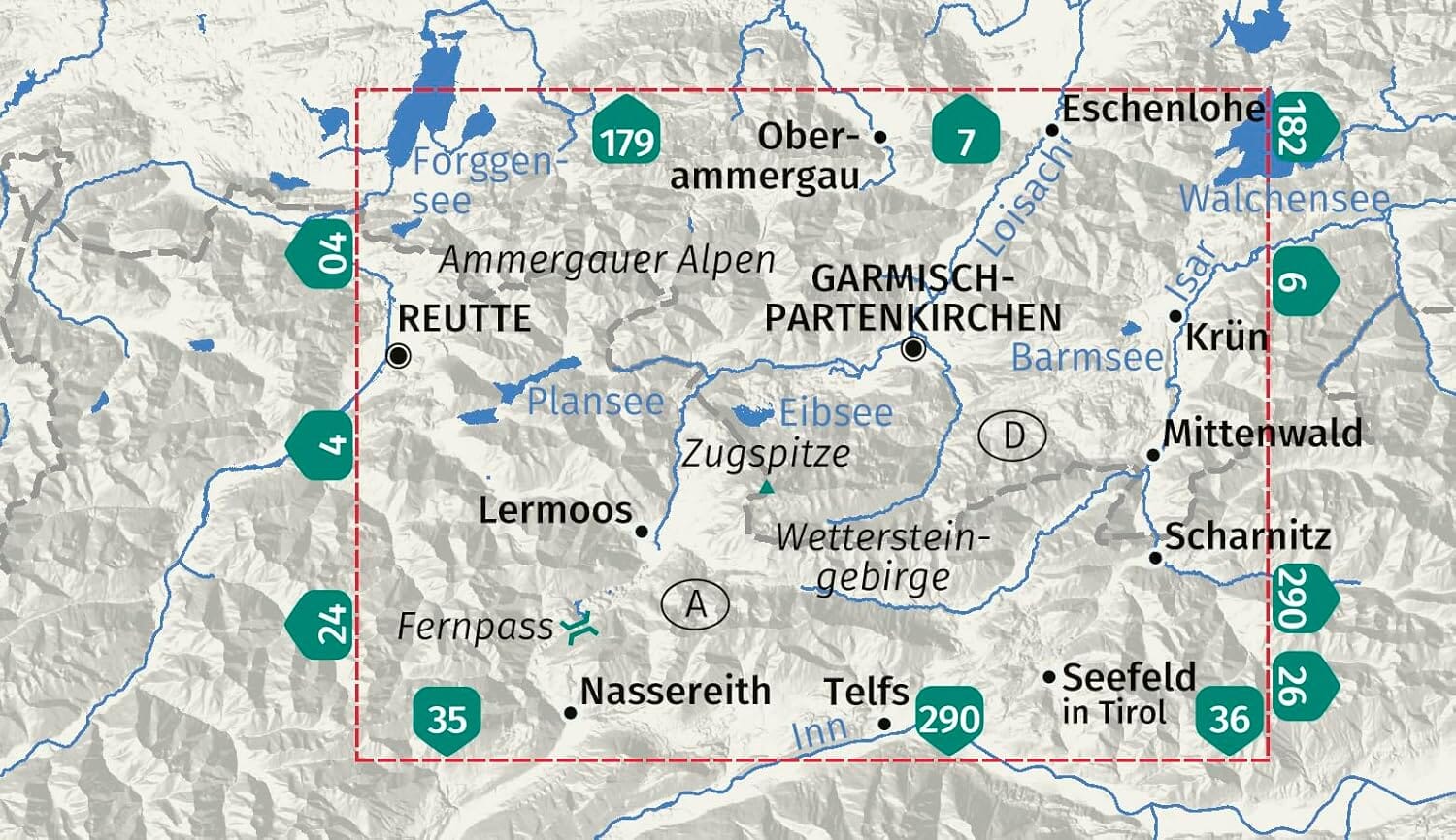 Carte de randonnée n° 5 - Wettersteingebirge, Zugspitzgebiet (Autriche) | Kompass carte de randonnée Kompass