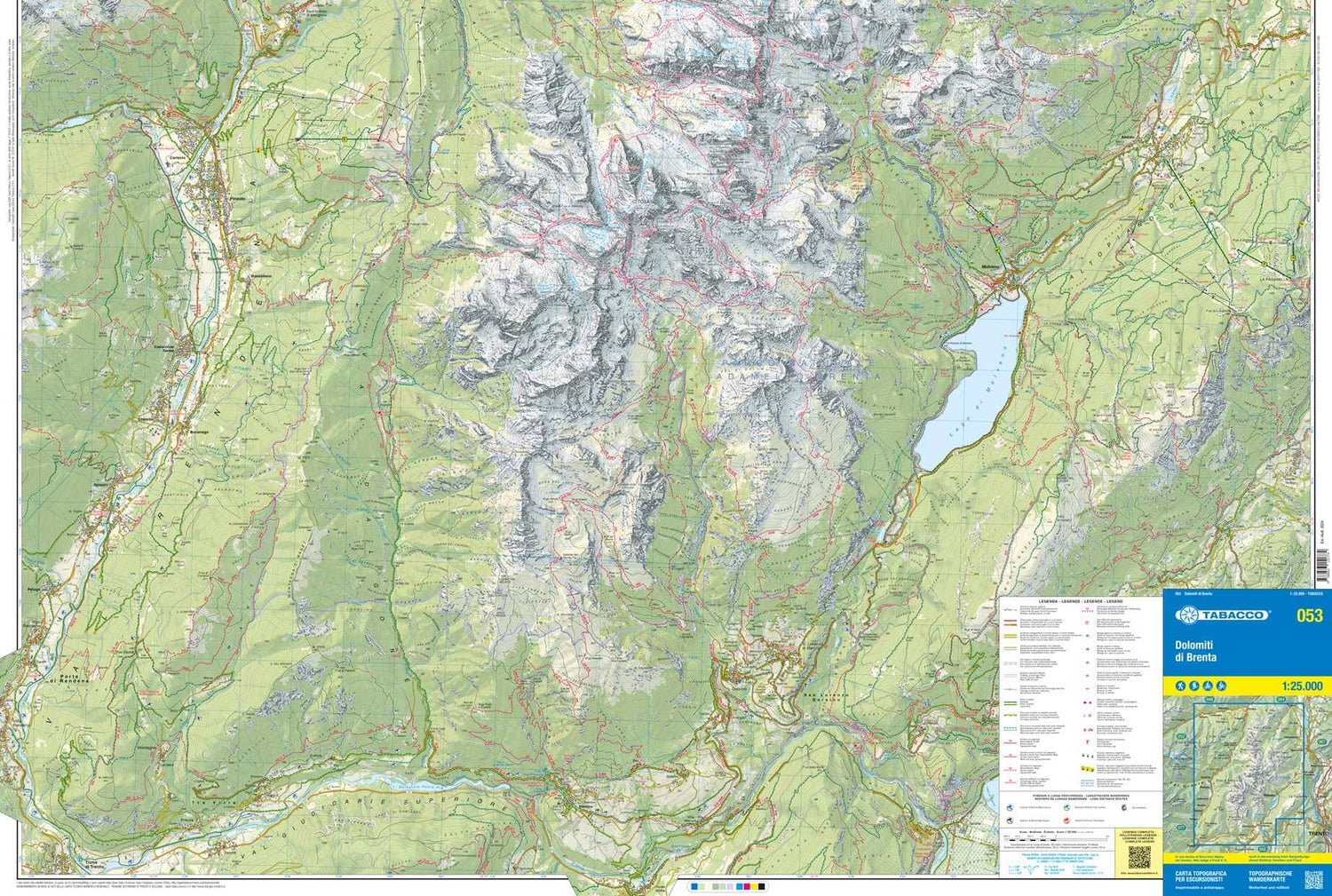 Carte de randonnée n° 53 - Dolomites de Brenta (Dolomites) | Tabacco carte de randonnée Tabacco