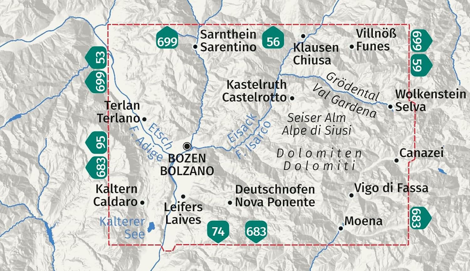 Carte de randonnée n° 54 - Bozen / Bolzano & environs (Italie) | Kompass carte de randonnée Kompass
