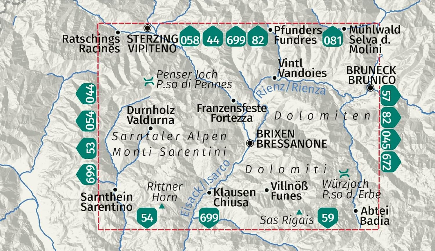 Carte de randonnée n° 56 - Brixen, Bressanone (Italie) | Kompass carte de randonnée Kompass 