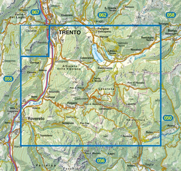 Carte de randonnée n° 57 - Levico - Altopiani di Folgaria Lavarone e Luserna | Tabacco carte de randonnée Tabacco