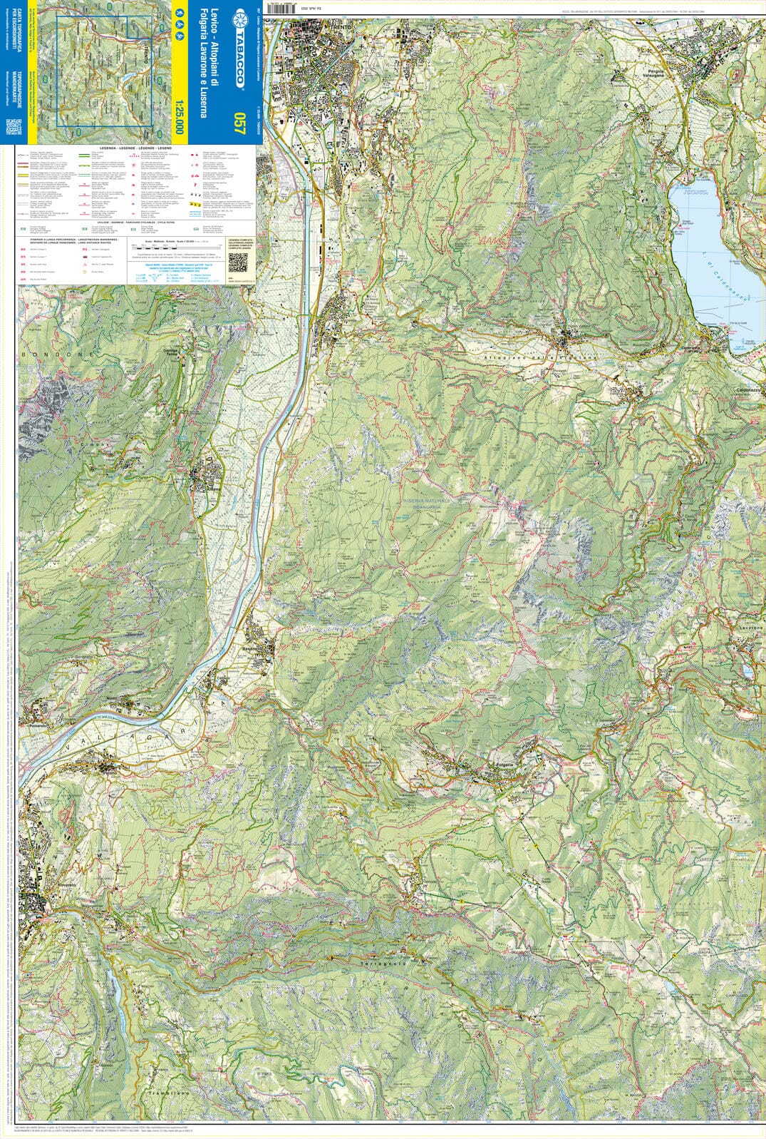 Carte de randonnée n° 57 - Levico - Altopiani di Folgaria Lavarone e Luserna | Tabacco carte de randonnée Tabacco