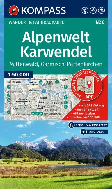 Carte de randonnée n° 6 - Alpenwelt Karwendel (Allemagne, Autriche) | Kompass carte de randonnée Kompass