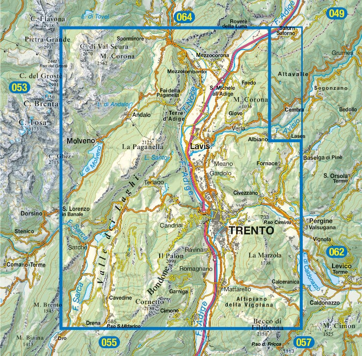 Carte de randonnée n° 67 - Altopiano della Paganella, Val d'Adige, Trento | Tabacco carte de randonnée Tabacco