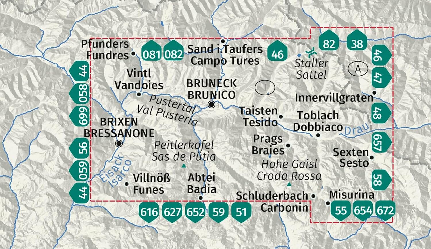 Carte de randonnée n° 671 - Pustertal / Val Pusteria (Italie) | Kompass carte de randonnée Kompass
