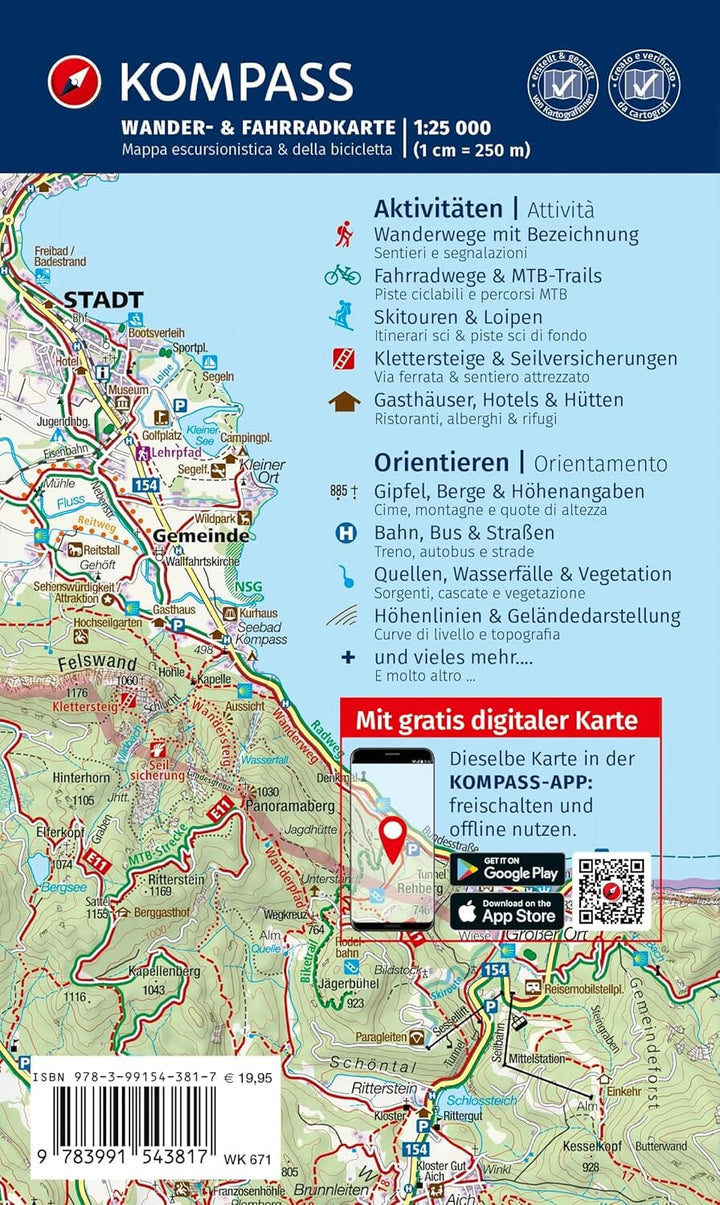 Carte de randonnée n° 671 - Pustertal / Val Pusteria (Italie) | Kompass carte pliée Kompass 