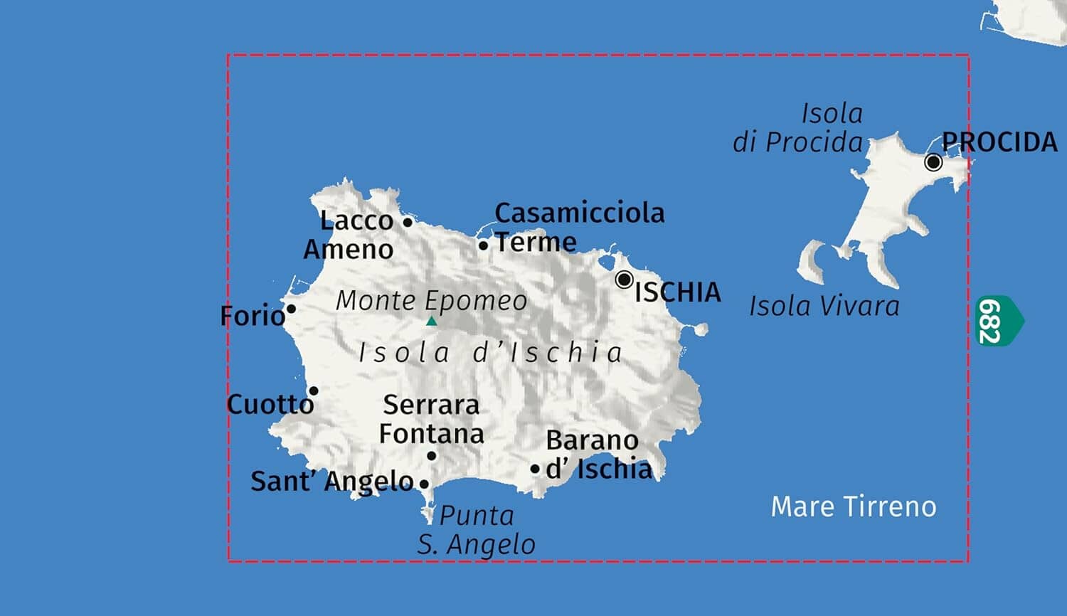Carte de randonnée n° 680 - Îles d'Ischia et de Procida | Kompass - 1:15 000 carte de randonnée Kompass 