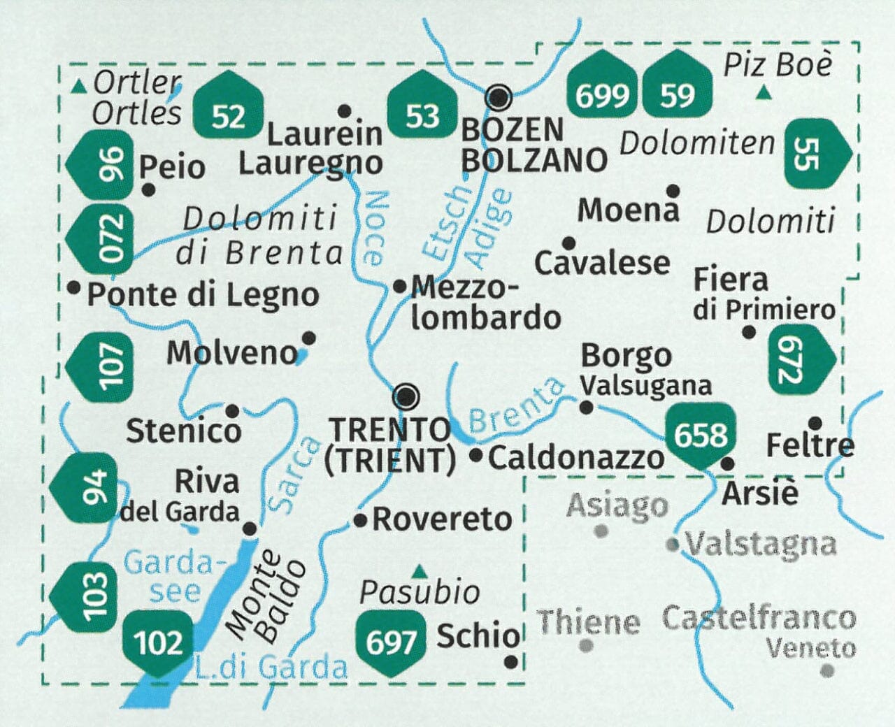 Carte de randonnée n° 683 - Trentin (lot de 3 cartes) | Kompass carte de randonnée Kompass