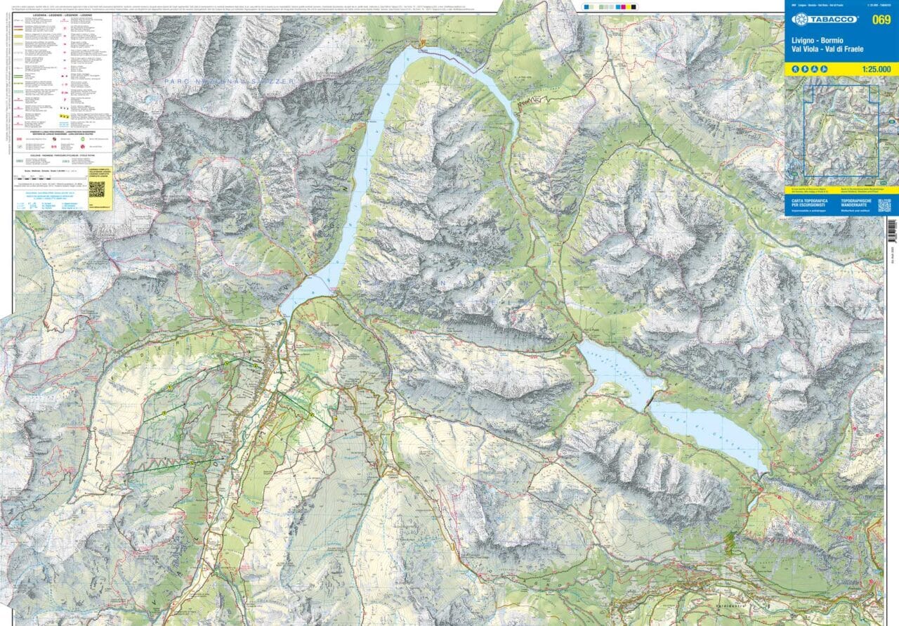 Carte de randonnée n° 69 - Livigno, Bormio, Passo del Bernina (Dolomites) | Tabacco carte de randonnée Tabacco 