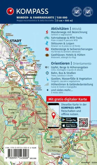 Carte de randonnée n° 699 - Südtirol, Alto Adige (Italie) - Lot de 4 cartes | Kompass carte de randonnée Kompass