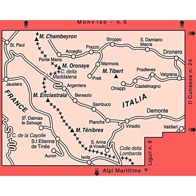 Carte de randonnée n° 7 - Vallées Maira, Grana et Stura | Istituto Geografico Centrale - 1/50 000 carte de randonnée Istituto Geografico Centrale 
