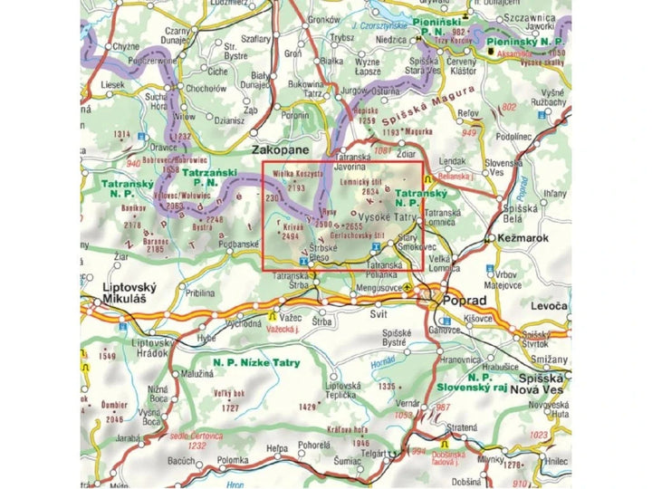 Carte de randonnée n° 701 - Haut Tatras (Slovaquie) | Shocart carte de randonnée Shocart 