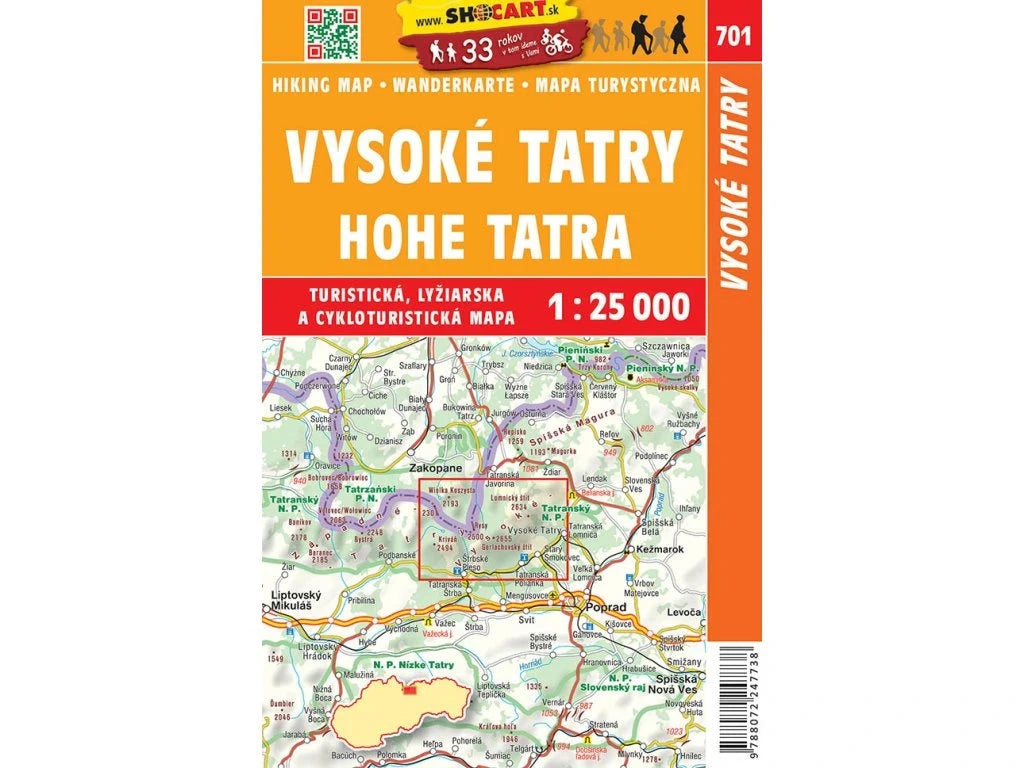 Carte de randonnée n° 701 - Haut Tatras (Slovaquie) | Shocart carte de randonnée Shocart 
