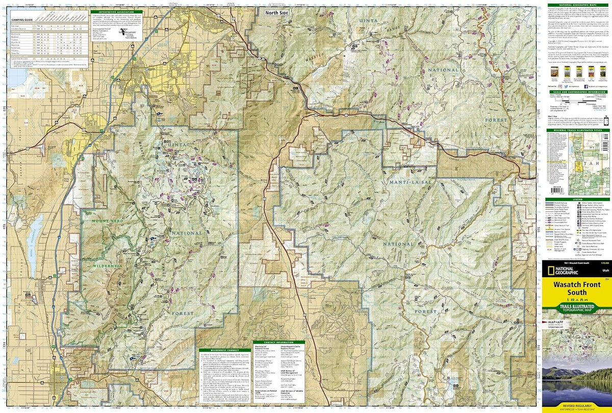 Carte de randonnée n° 701 - Wasatch Front South Map (Utah) | National Geographic carte de randonnée National Geographic 