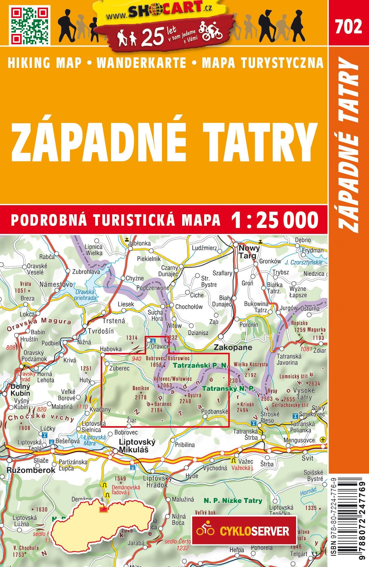Carte de randonnée n° 702 - Tatras ouest (Slovaquie) | Shocart carte de randonnée Shocart 