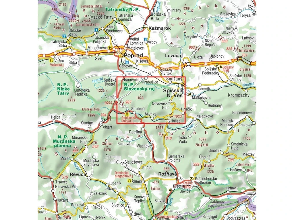 Carte de randonnée n° 704 - Slovenský Raj / Parc national du Paradis slovaque (Slovaquie) | Shocart carte de randonnée Shocart 