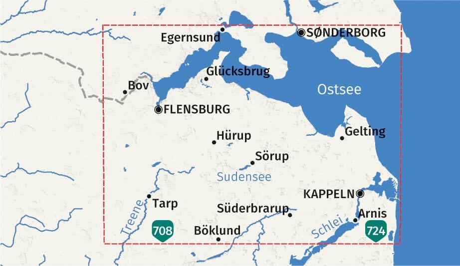 Carte de randonnée n° 707 - Flensburg/Flensborg, Kappeln (Allemagne) | Kompass carte de randonnée Kompass 