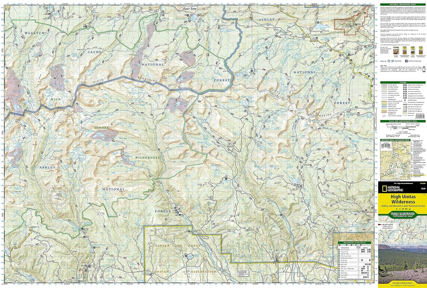 Carte de randonnée n° 711 - Hautes Uintas (Utah) | National Geographic carte de randonnée National Geographic 
