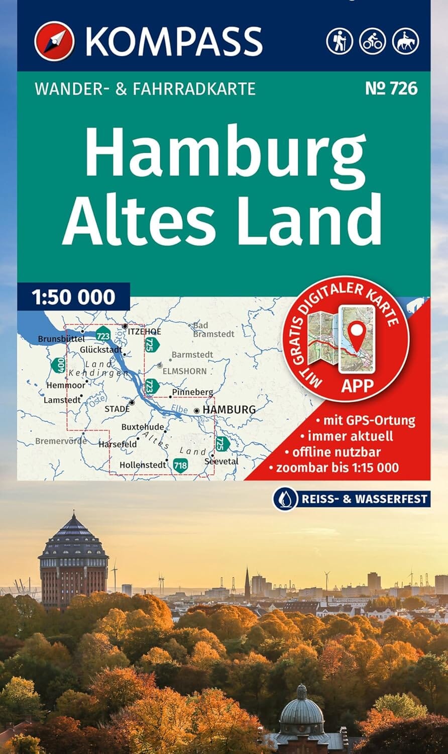 Carte de randonnée n° 726 - Hamburg, Altes Land (Allemagne) | Kompass carte de randonnée Kompass 