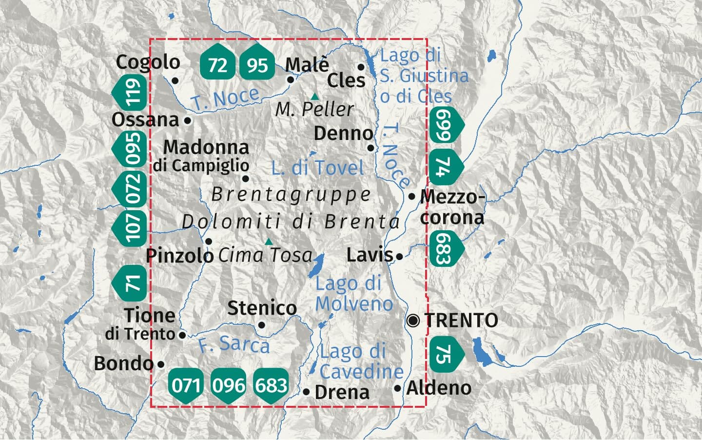 Carte de randonnée n° 73 - Dolomites de Brenta (Italie) | Kompass carte de randonnée Kompass