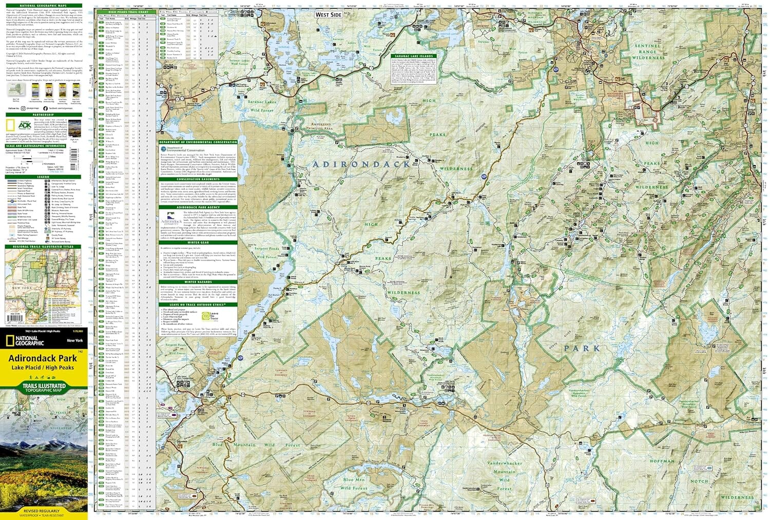 Carte de randonnée n° 742 - Adirondack Park - Lake Placid/High Peaks (New York) | National Geographic carte de randonnée National Geographic